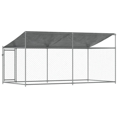 vidaXL Dog Cage with Roof and Door Grey 4x2x2 m Galvanised Steel 6