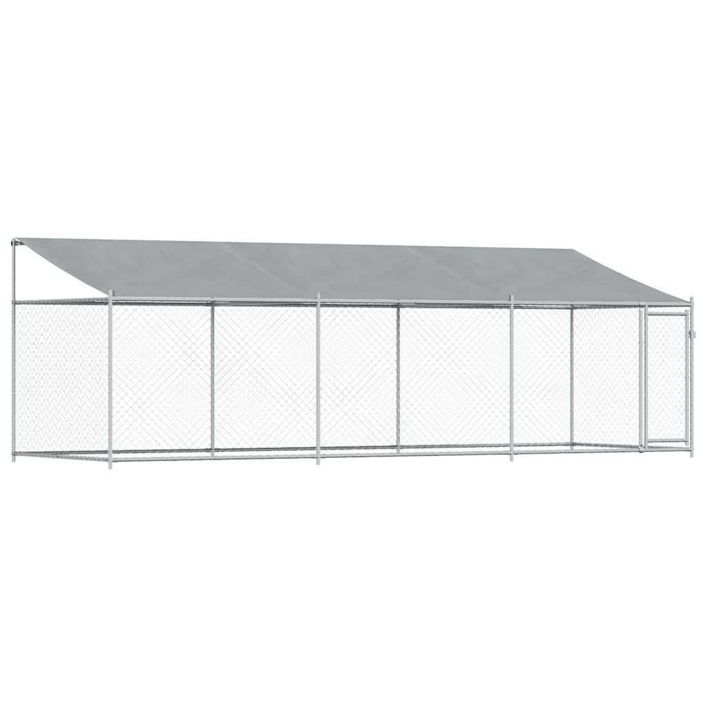 vidaXL Dog Cage with Roof and Door Grey 6x2x2 m Galvanised Steel 2