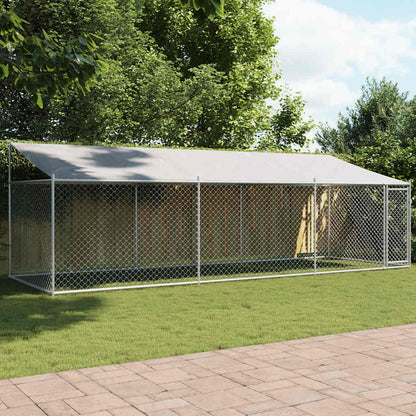 vidaXL Dog Cage with Roof and Door Grey 6x2x2 m Galvanised Steel 3