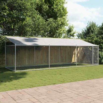 vidaXL Dog Cage with Roof and Door Grey 6x2x2 m Galvanised Steel 1