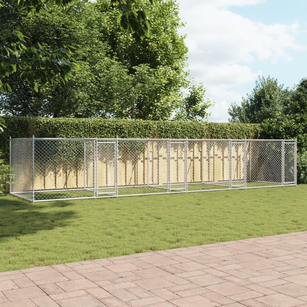 vidaXL Dog Cage with Doors Grey 8x2x1,5 m Galvanised Steel 3