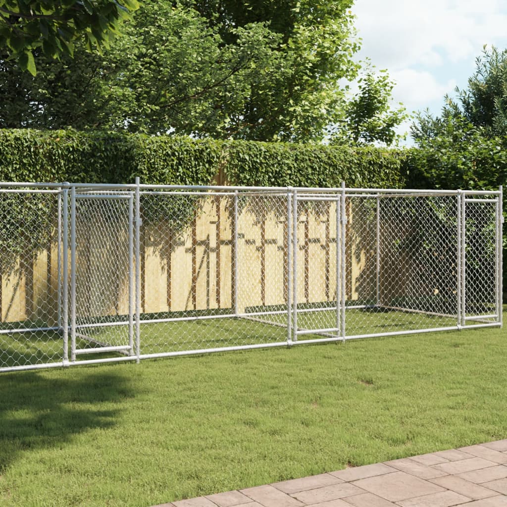 vidaXL Dog Cage with Doors Grey 8x2x1,5 m Galvanised Steel 1