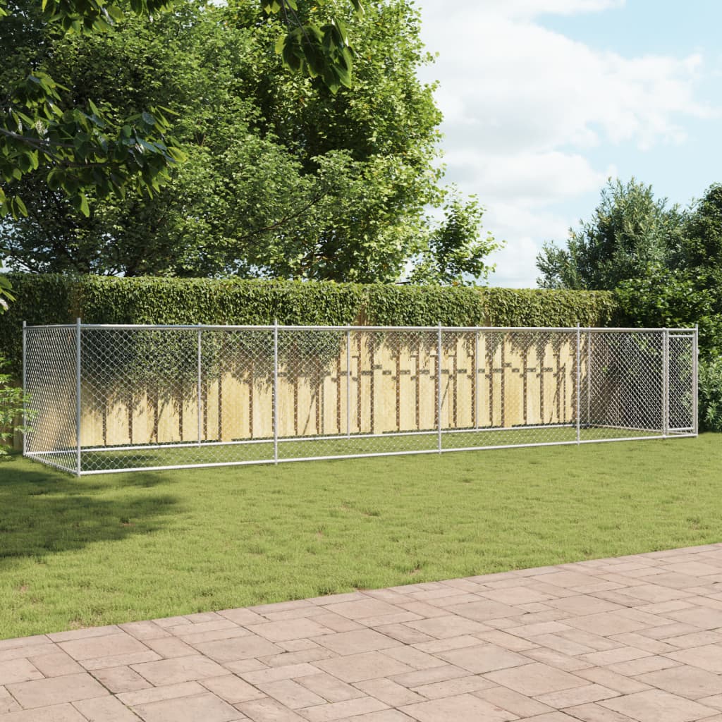vidaXL Dog Cage with Door Grey 8x2x1,5 m Galvanised Steel 3