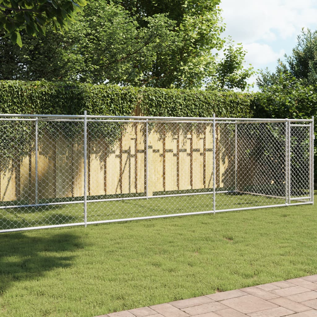 vidaXL Dog Cage with Door Grey 8x2x1,5 m Galvanised Steel 1