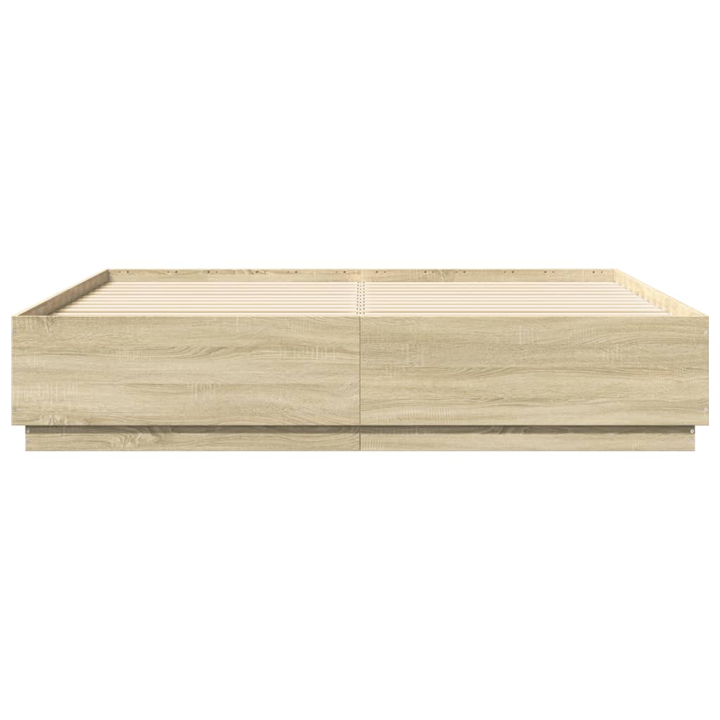 vidaXL Bed Frame with LED without Mattress Sonoma Oak 200x200 cm 5
