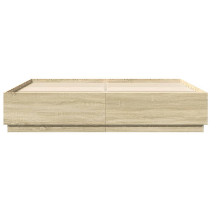vidaXL Bed Frame with LED without Mattress Sonoma Oak 200x200 cm 5
