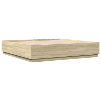 vidaXL Bed Frame with LED without Mattress Sonoma Oak 200x200 cm 6
