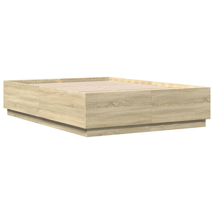 Bed Frame with LED without Mattress 160x200 cm Sonoma oak