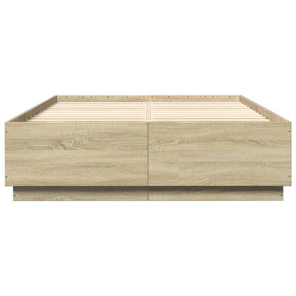 Bed Frame with LED without Mattress 160x200 cm Sonoma oak