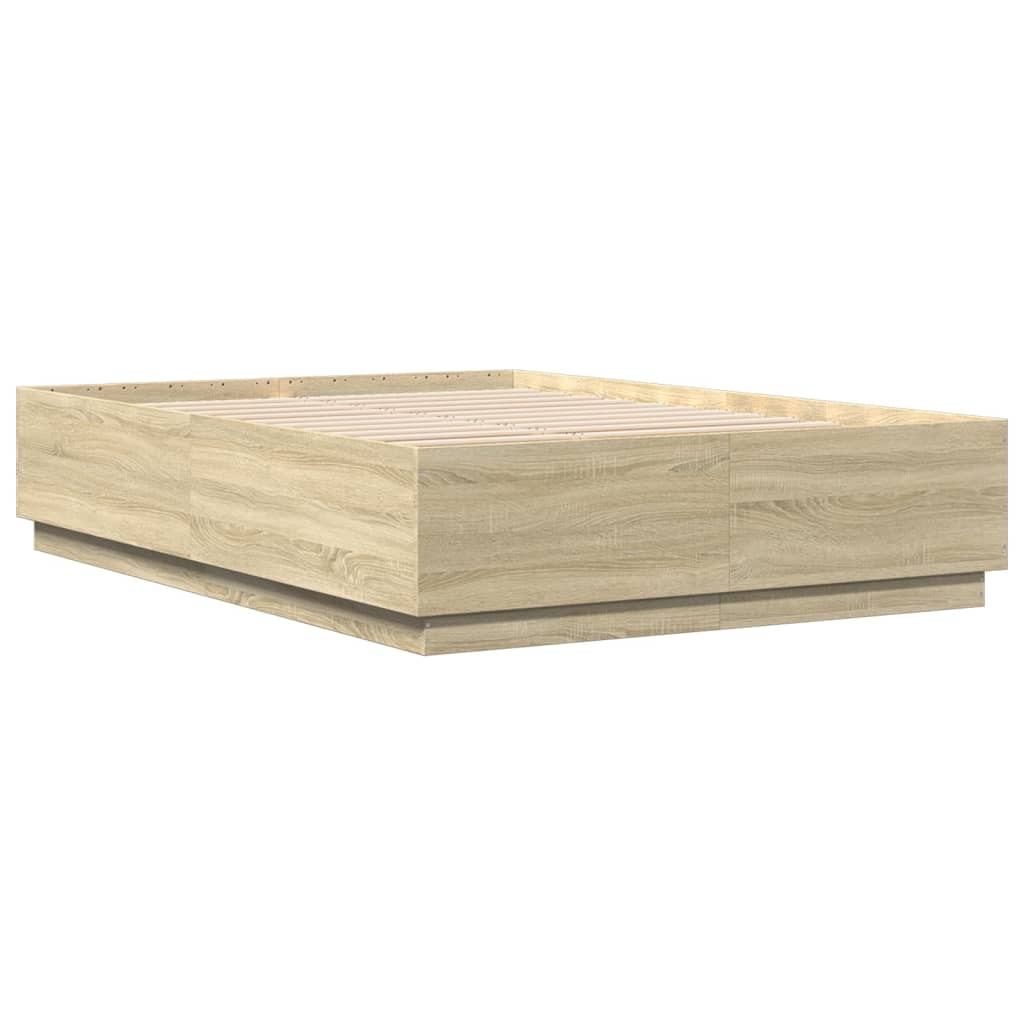Bed Frame with LED without Mattress 160x200 cm Sonoma oak