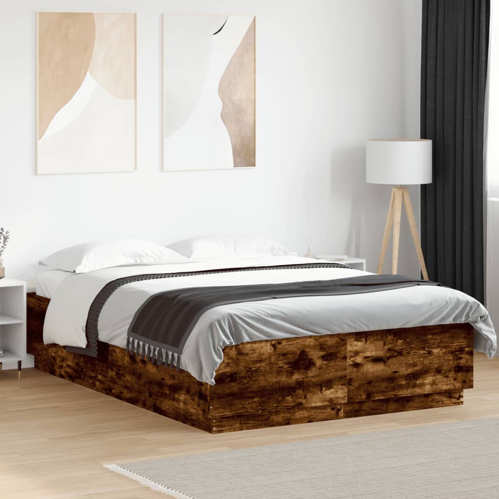 Bed Frame without Mattress 150x200 cm Smoked oak