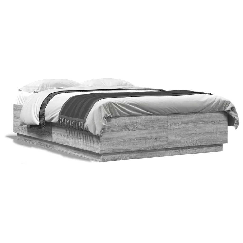 Bed Frame without Mattress 140x200 cm Grey sonoma