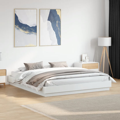 Bed Frame with LED without Mattress 180x200 cm White