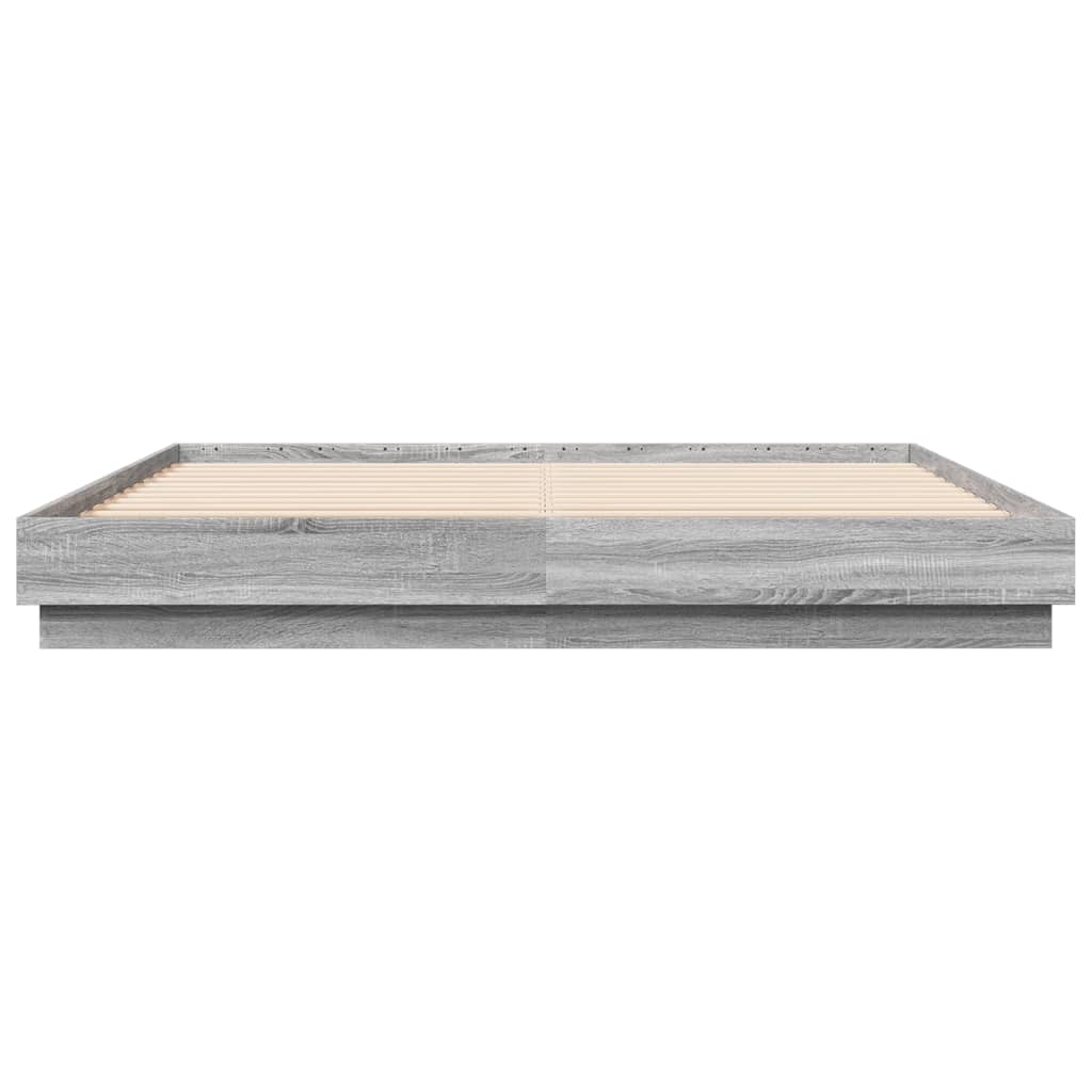 Bed Frame with LED without Mattress 180x200 cm Grey sonoma