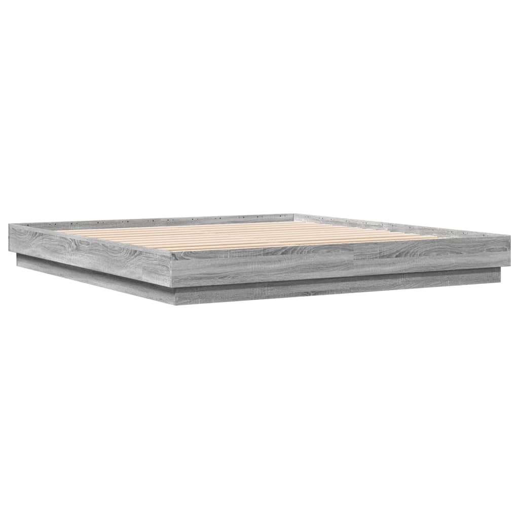 Bed Frame with LED without Mattress 180x200 cm Grey sonoma