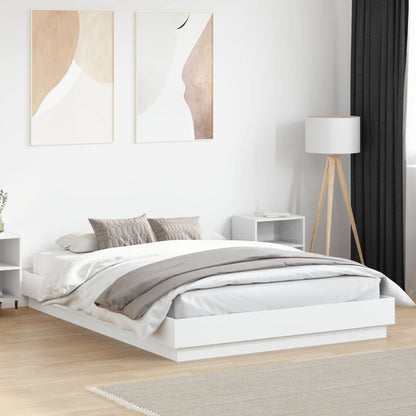 Bed Frame with LED without Mattress 160x200 cm White