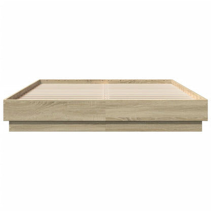 Bed Frame with LED without Mattress 160x200 cm Sonoma oak
