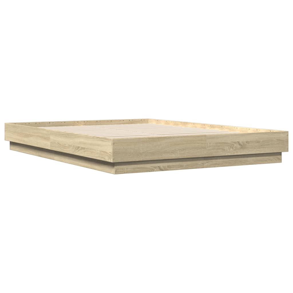 Bed Frame with LED without Mattress 160x200 cm Sonoma oak