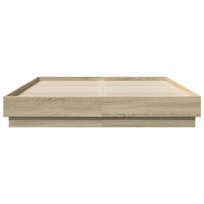 Bed Frame with LED without Mattress 120x200 cm Sonoma oak