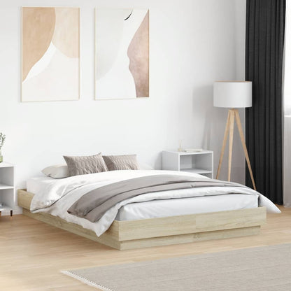 Bed Frame with LED without Mattress 120x190 cm Sonoma oak