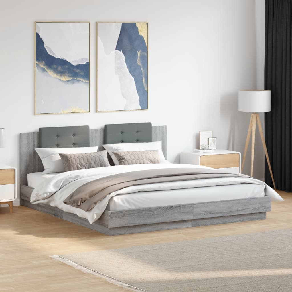 Bed Frame without Mattress 200x200cm Grey sonoma