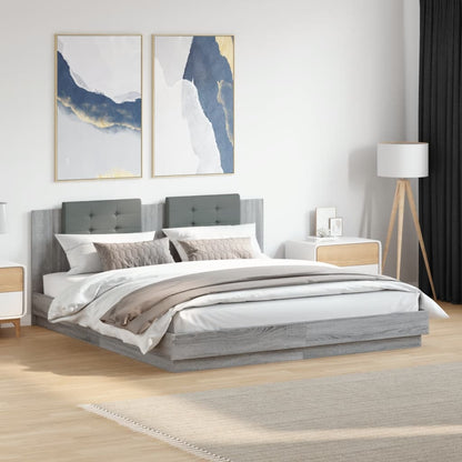 Bed Frame without Mattress 200x200cm Grey sonoma