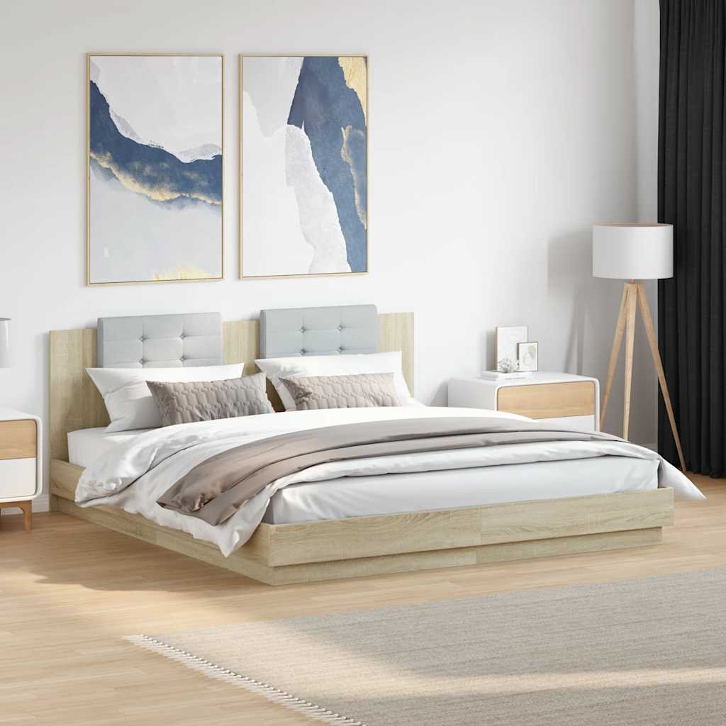 Bed Frame with LED without Mattress 200x200 cm Sonoma oak