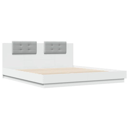 vidaXL Bed Frame with LED without Mattress White 180x200 cm Super King 3