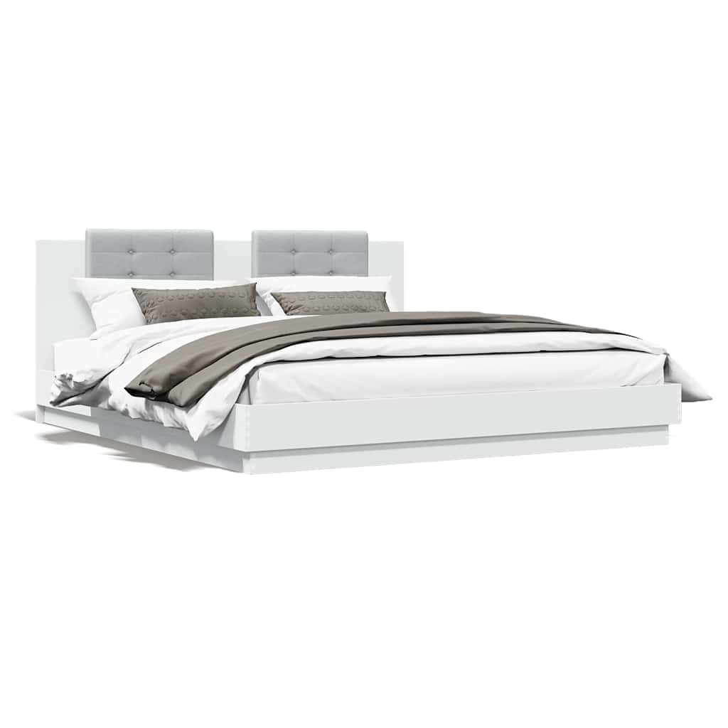 vidaXL Bed Frame with LED without Mattress White 180x200 cm Super King 5