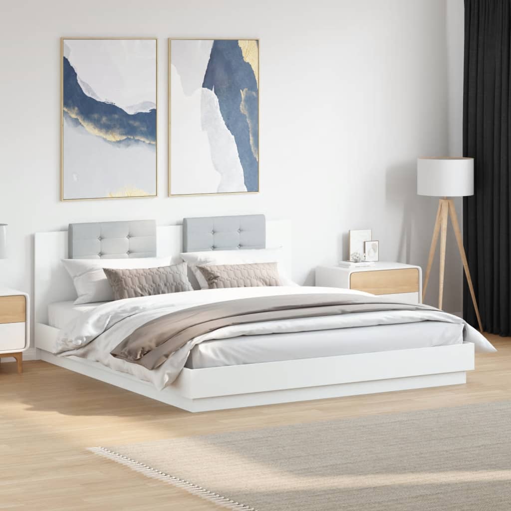 vidaXL Bed Frame with LED without Mattress White 180x200 cm Super King 1