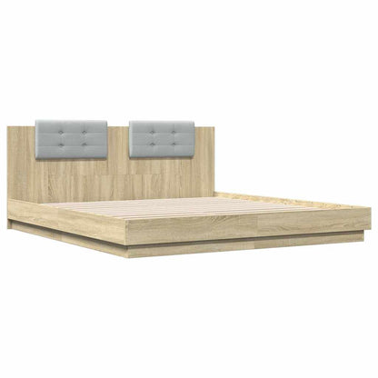 vidaXL Bed Frame with LED without Mattress Sonoma Oak 180x200 cm 3