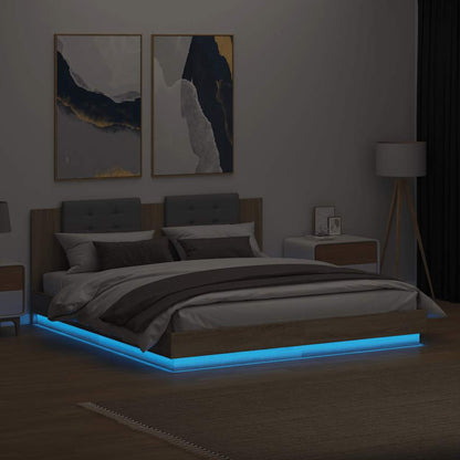 vidaXL Bed Frame with LED without Mattress Sonoma Oak 180x200 cm 4