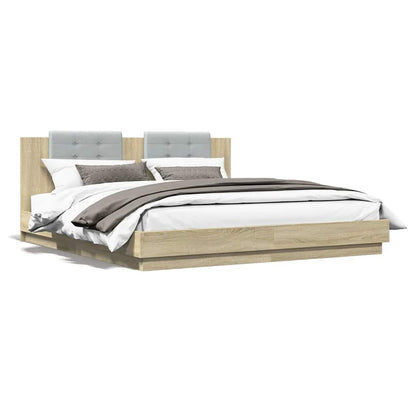 vidaXL Bed Frame with LED without Mattress Sonoma Oak 180x200 cm 5