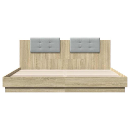 vidaXL Bed Frame with LED without Mattress Sonoma Oak 180x200 cm 6
