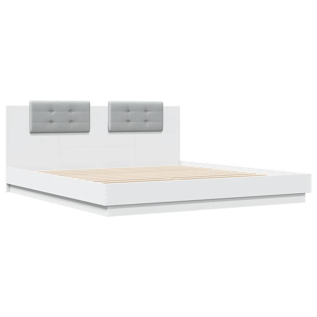 vidaXL Bed Frame with LED without Mattress White 160x200 cm 3