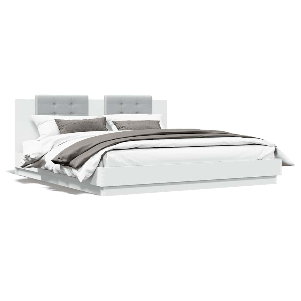 vidaXL Bed Frame with LED without Mattress White 160x200 cm 5