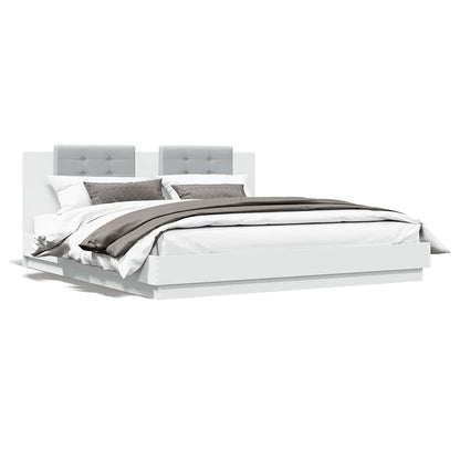 vidaXL Bed Frame with LED without Mattress White 160x200 cm 5
