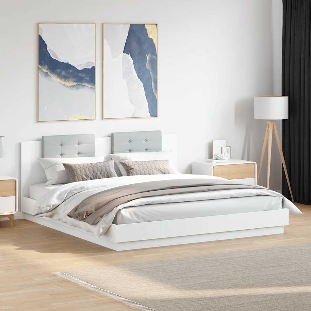 vidaXL Bed Frame with LED without Mattress White 160x200 cm 1