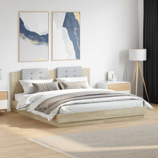 vidaXL Bed Frame with LED without Mattress Sonoma Oak 160x200 cm 1