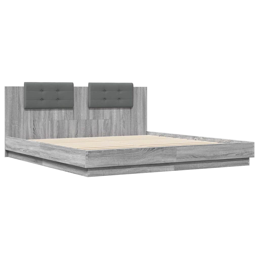 vidaXL Bed Frame with LED without Mattress Grey Sonoma 160x200 cm 3