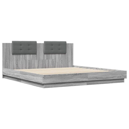 vidaXL Bed Frame with LED without Mattress Grey Sonoma 160x200 cm 3