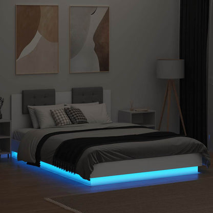vidaXL Bed Frame with LED without Mattress White 150x200 cm King Size 3