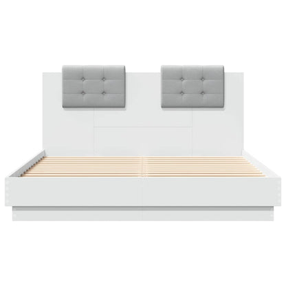 vidaXL Bed Frame with LED without Mattress White 150x200 cm King Size 5