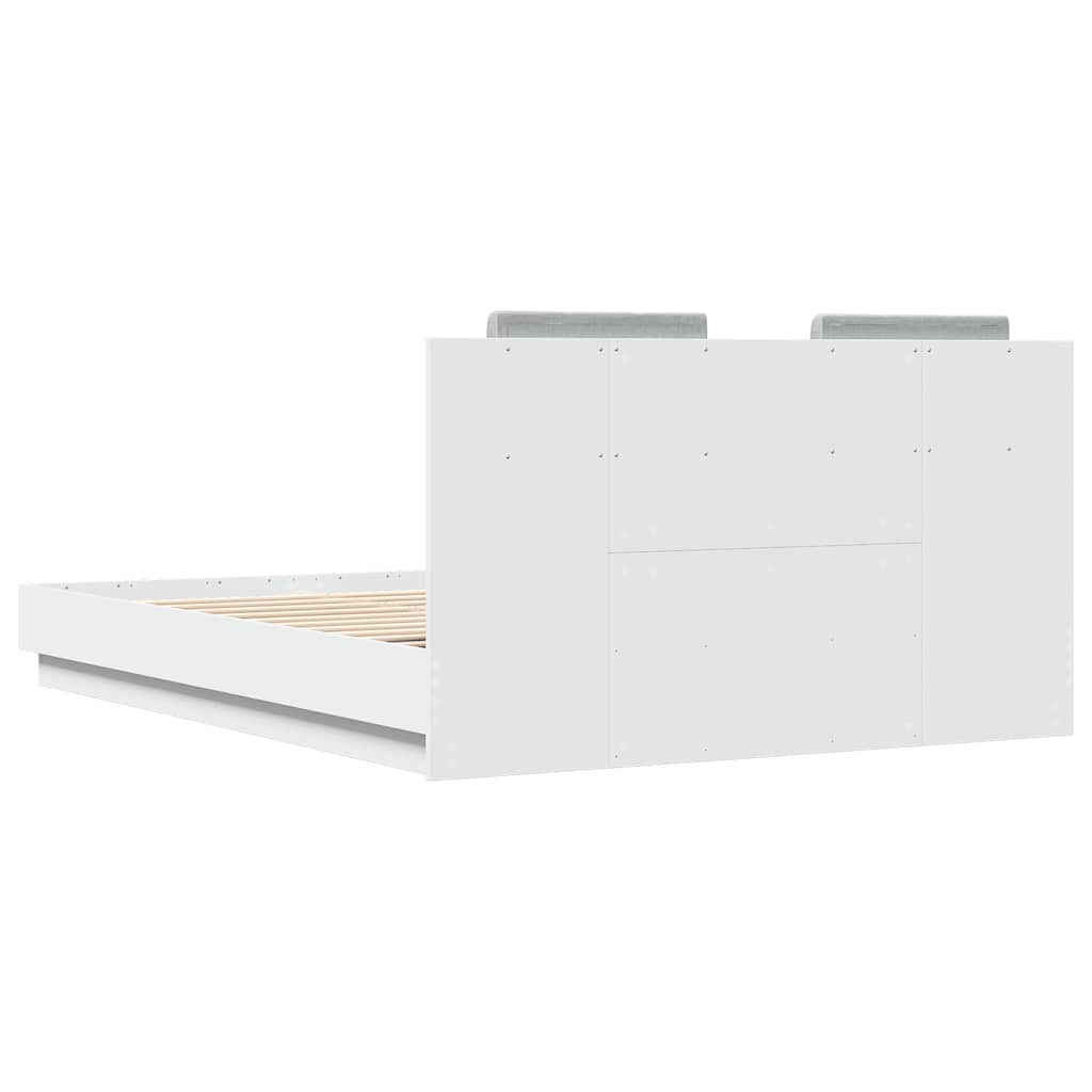 vidaXL Bed Frame with LED without Mattress White 150x200 cm King Size 6