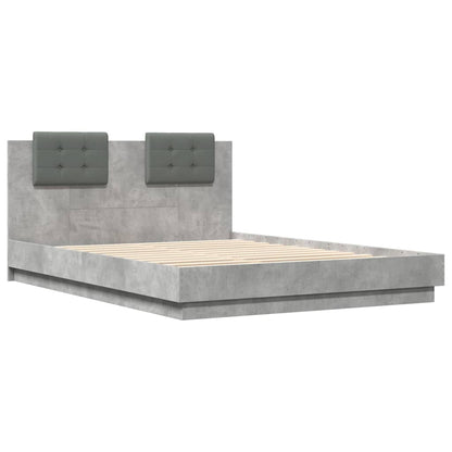 vidaXL Bed Frame with LED without Mattress Concrete Grey 150x200 cm 4
