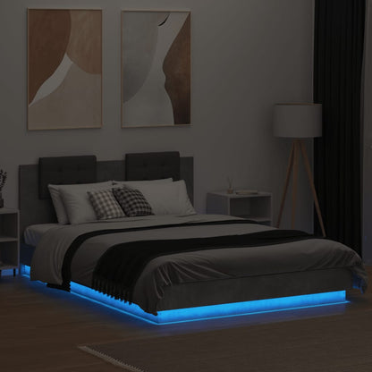 vidaXL Bed Frame with LED without Mattress Concrete Grey 150x200 cm 3