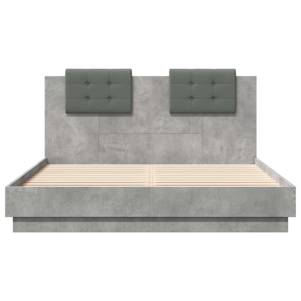 vidaXL Bed Frame with LED without Mattress Concrete Grey 150x200 cm 5