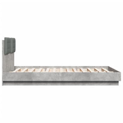 vidaXL Bed Frame with LED without Mattress Concrete Grey 150x200 cm 6