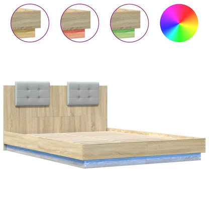 vidaXL Bed Frame with LED without Mattress Sonoma Oak 140x200 cm 2
