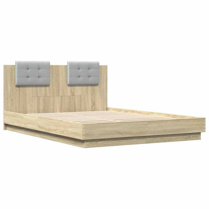 vidaXL Bed Frame with LED without Mattress Sonoma Oak 140x200 cm 3